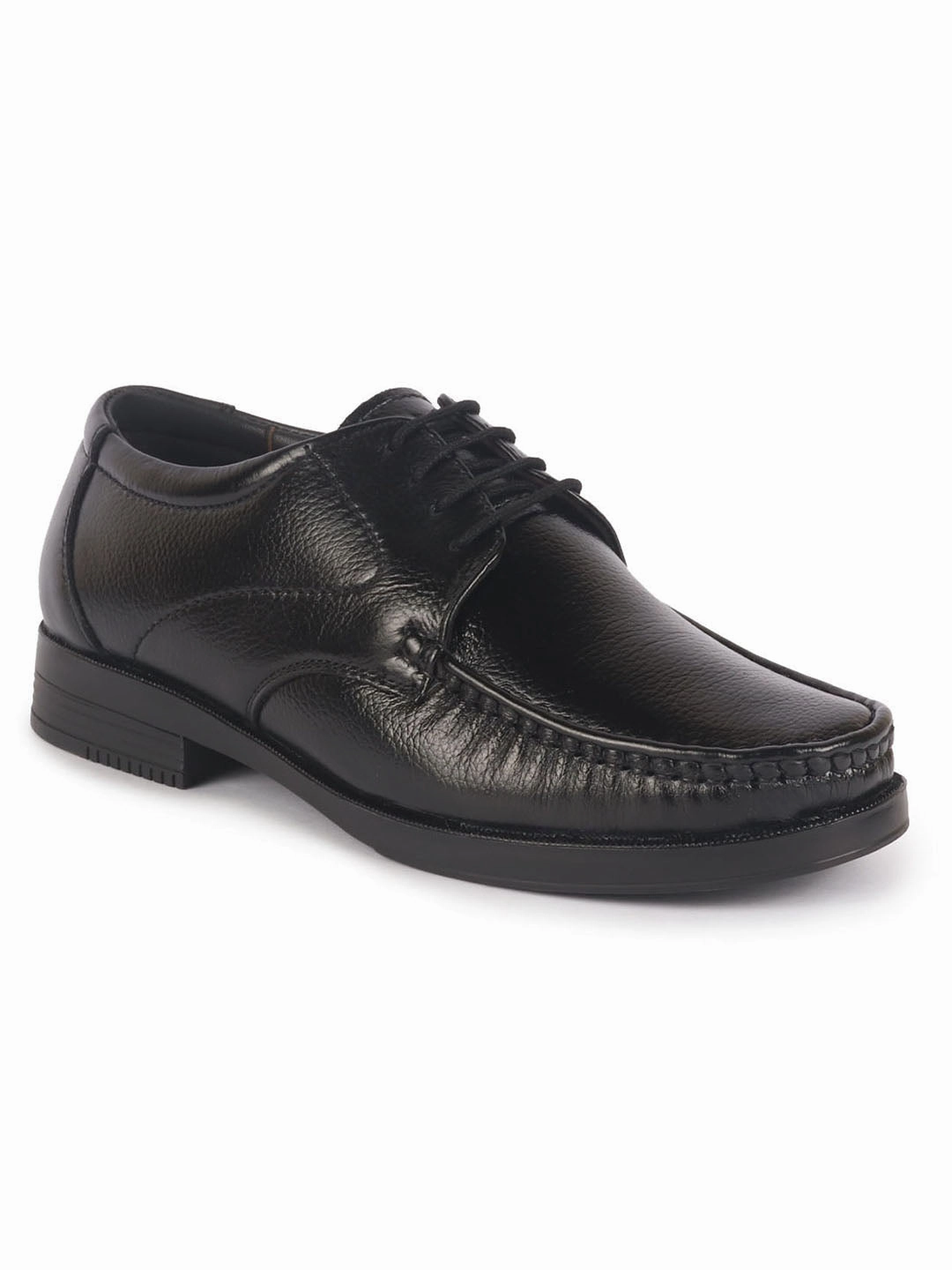 Men Black Genuine Leather Formal Lace Up Moccasins Derby Shoes for Office|Memory Cushion Work Shoes Lace-Ups Cap Work Boots That Protect On Building Sites