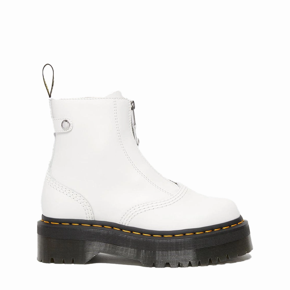 Speedlace Combat Boots Jetta Zipped White Leather Platform Boots