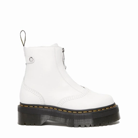 British Desert Combat Boots Jetta Zipped White Leather Platform Boots