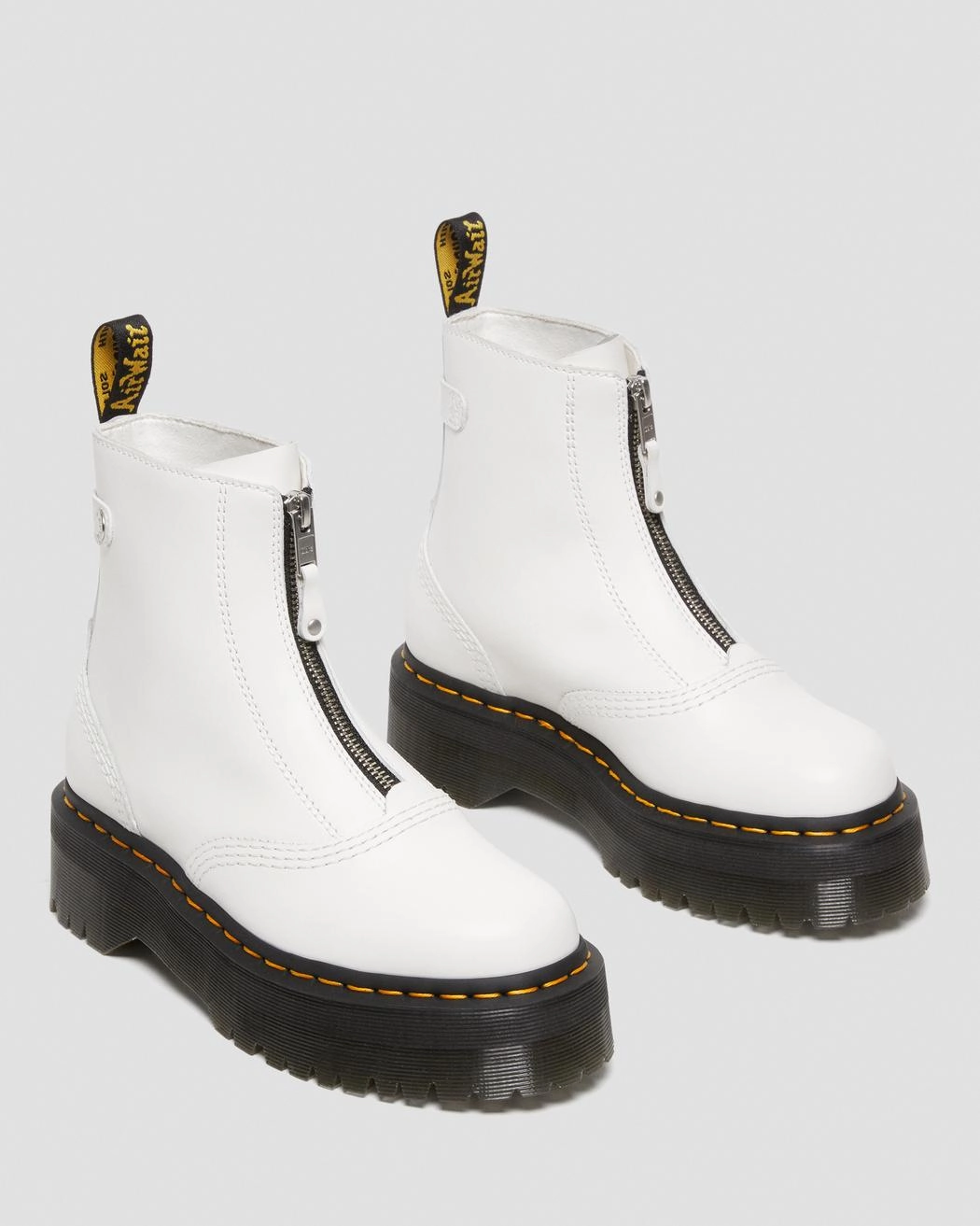 Jetta Zipped White Leather Platform Boots Combat Boots Under $50