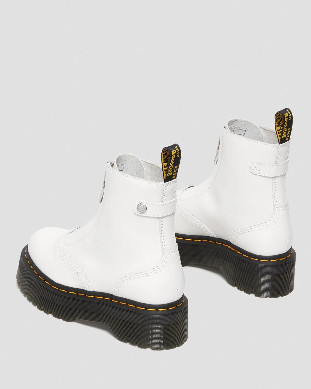 Jetta Zipped White Leather Platform Boots Goth Combat Boots