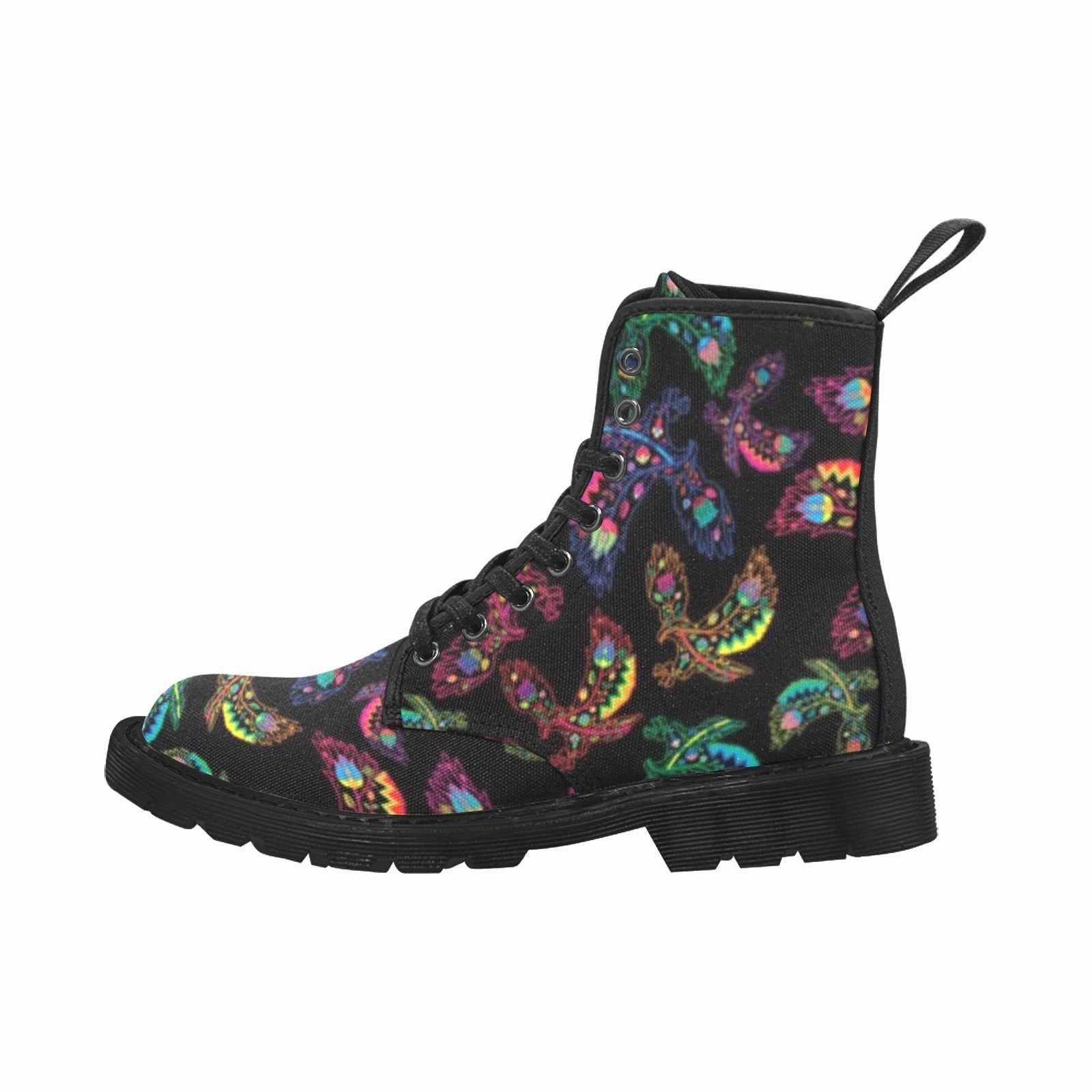 Neon Floral Eagles Boots for Men (Black) Boots Combat