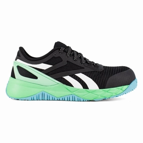Reebok Womens Nanoflex TR Black/Seafoam Mesh CT Athletic Work Shoes Most Comfortable Slip On Work Boots