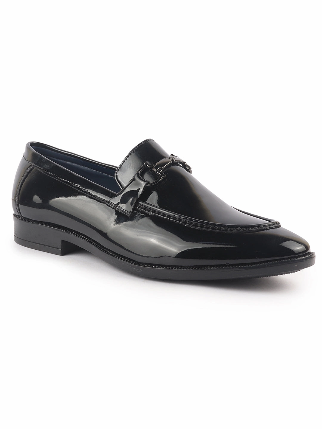 Men Black Horsebit Buckle Patent Leather Wedding Formal Slip On Mocassin Shoes|Extra Cushioned Insole Tuxedo Loafers for Party, Reception, Cocktail|Memory Cushioned Insole Work Boots Best
