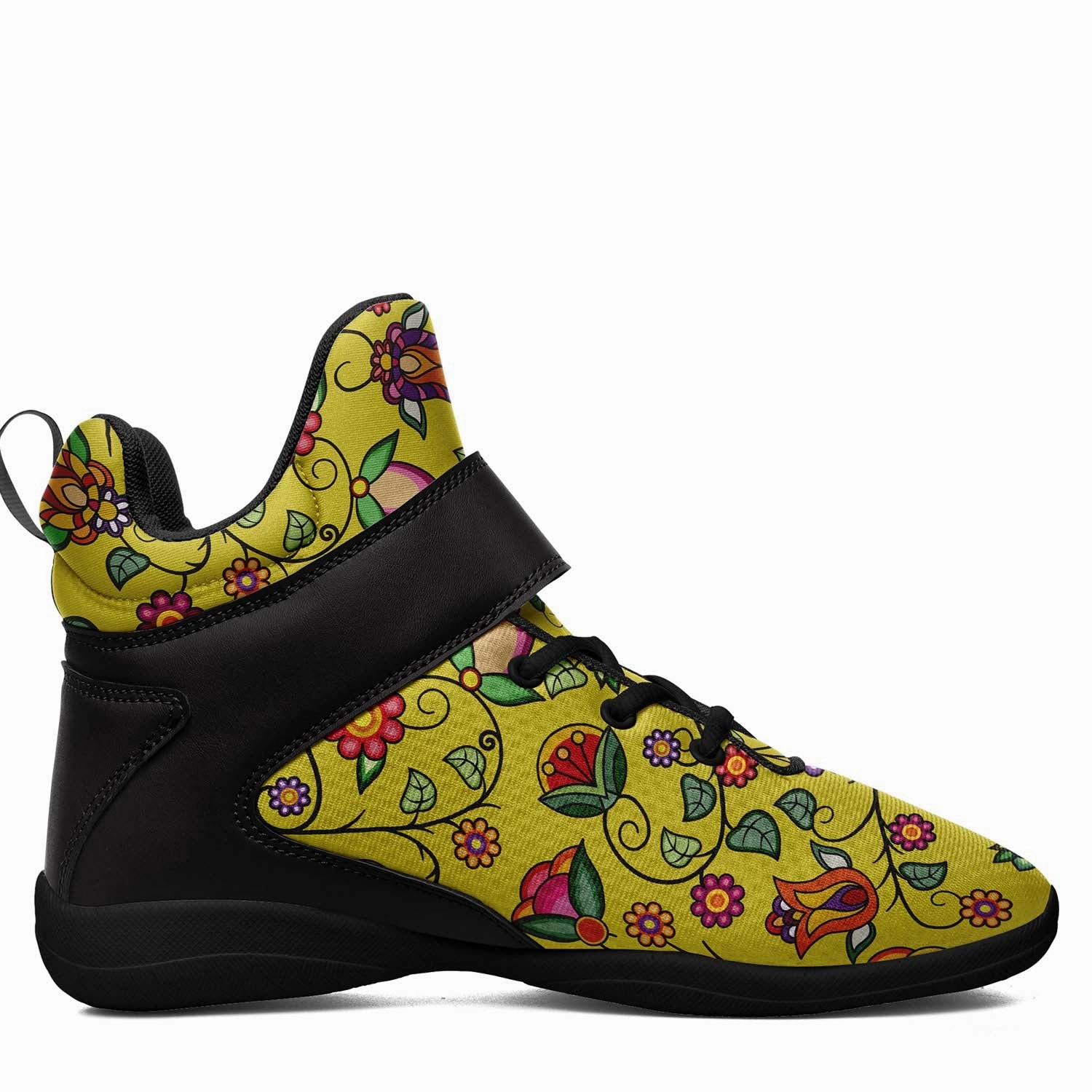 Heartbeat Petals Yellow Ipottaa Basketball / Sport High Top Shoes - Black Sole Basketball Shoes 3.5