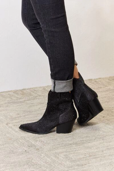 Glace Knit Ankle Boots East Lion Corp Rhinestone Ankle Cowboy Boots