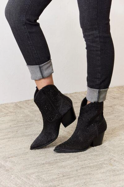 Elevated Ankle Boots East Lion Corp Rhinestone Ankle Cowboy Boots