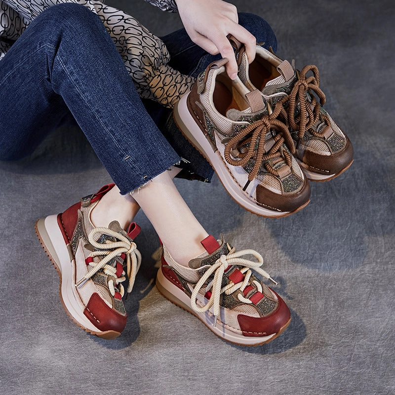 Line Dance Sneakers Women Fashion Breathable Mesh Casual Platform Sneakers