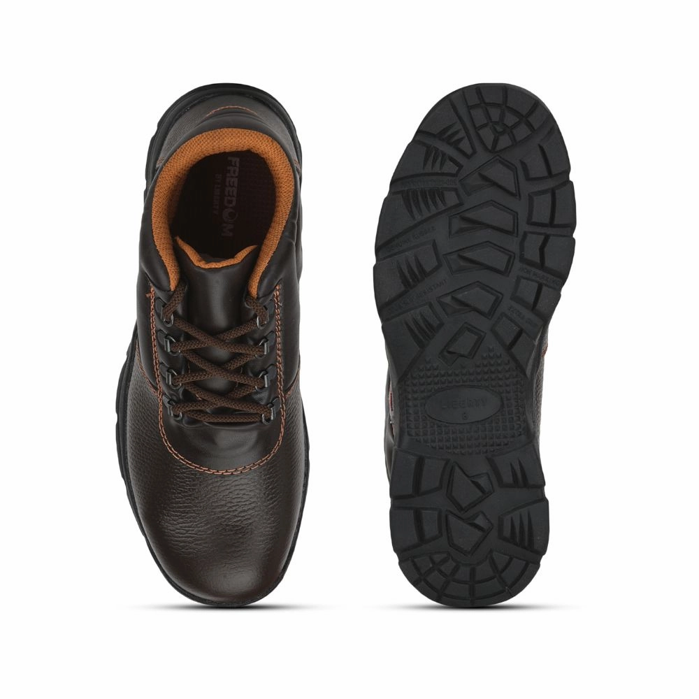 Freedom By Liberty Mens ARMOUR-AK Lacing Brown Safety Shoe Stretch Fabric High Heel Ankle Boots