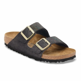 Birkenstock Arizona shimmering black suede Latte Cream