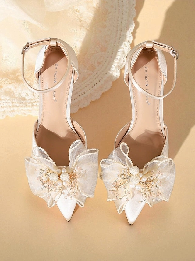 Pumps with Ankle Elegant Strap Bridal Women's - Satin Heels Leather Wedge Ankle Boots