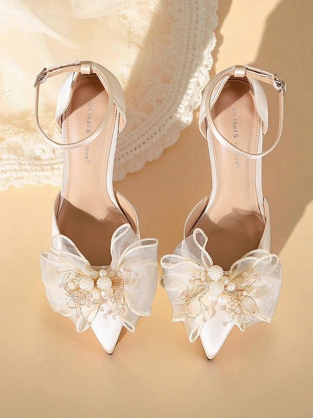 Checked Ankle Boots Pumps with Ankle Elegant Strap Bridal Women's - Satin Heels