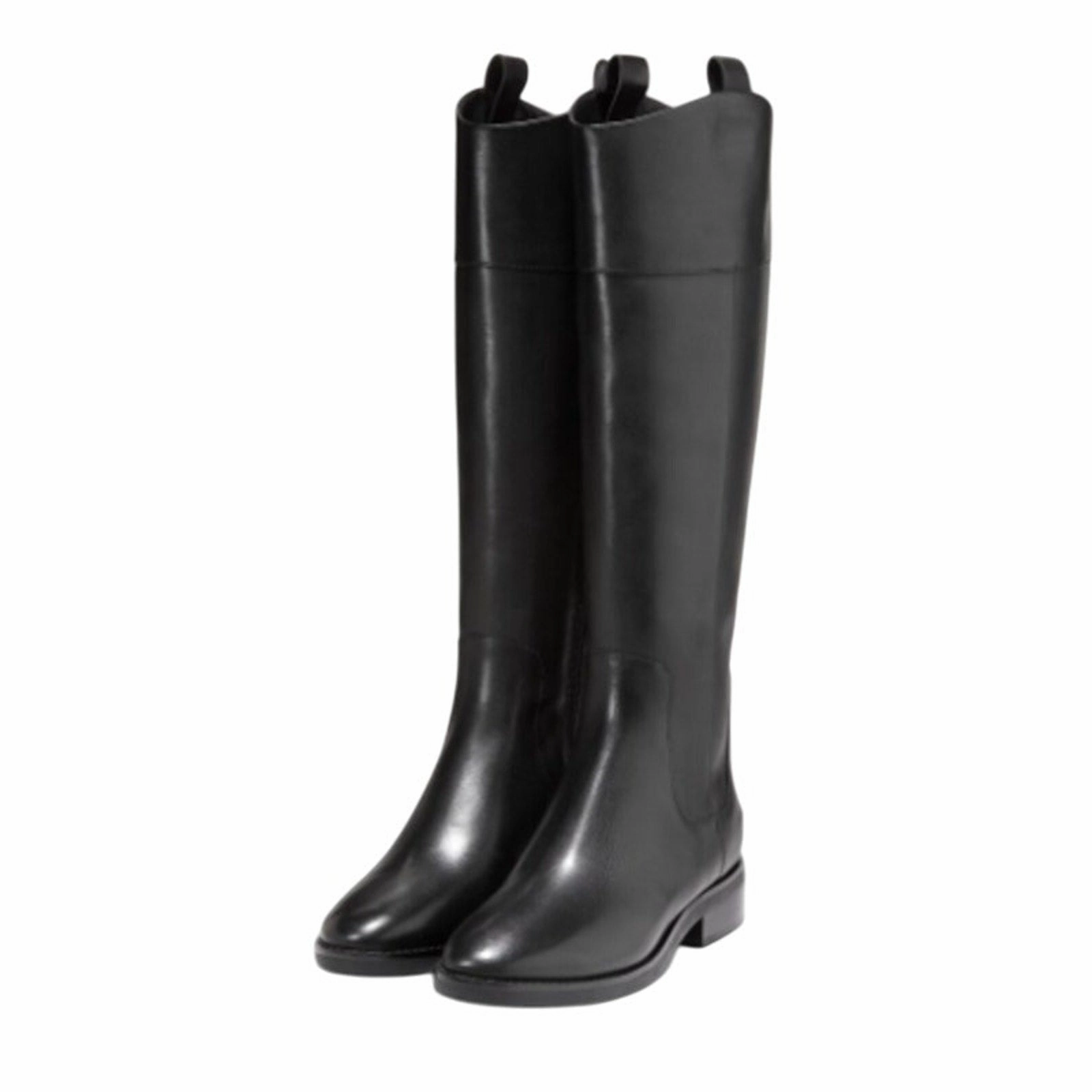 Cole Haan Womens Hampshire Knee High Boot US 6 B EU 36 Black Leather NIB Chunky Knee High Heel Boots
