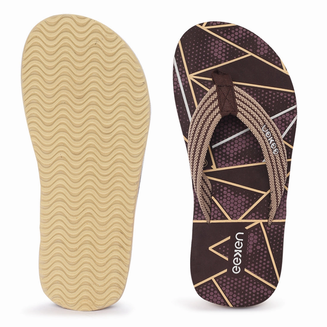 Eeken EFBGO2403S Brown Lightweight Washable Dailywear Durable Flip Flops For Men One Toe Flip Flops