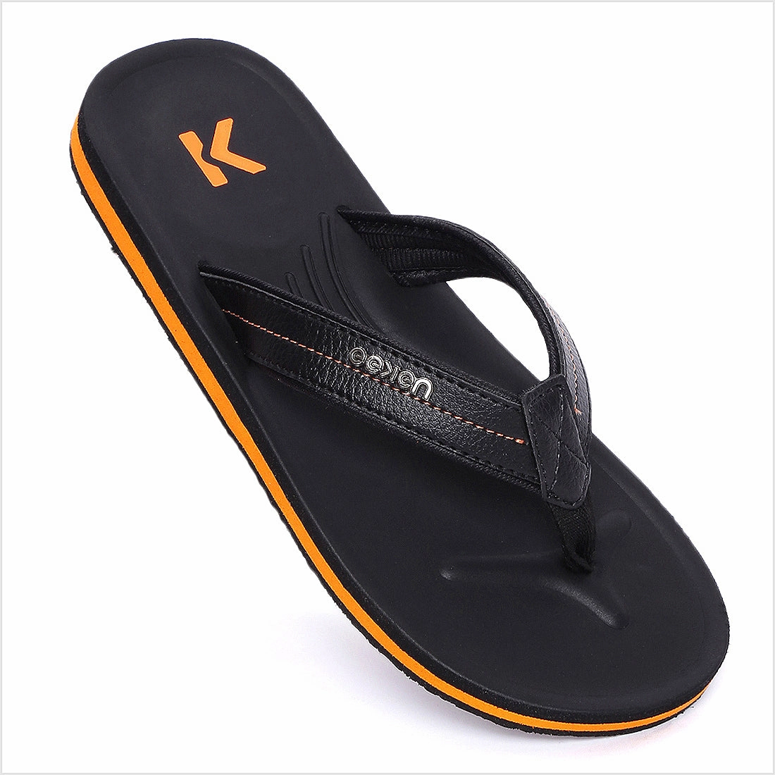 Eeken EFBGO2409 Black Lightweight Washable Dailywear Durable Flip Flops For Men Gold Flat Flip Flops