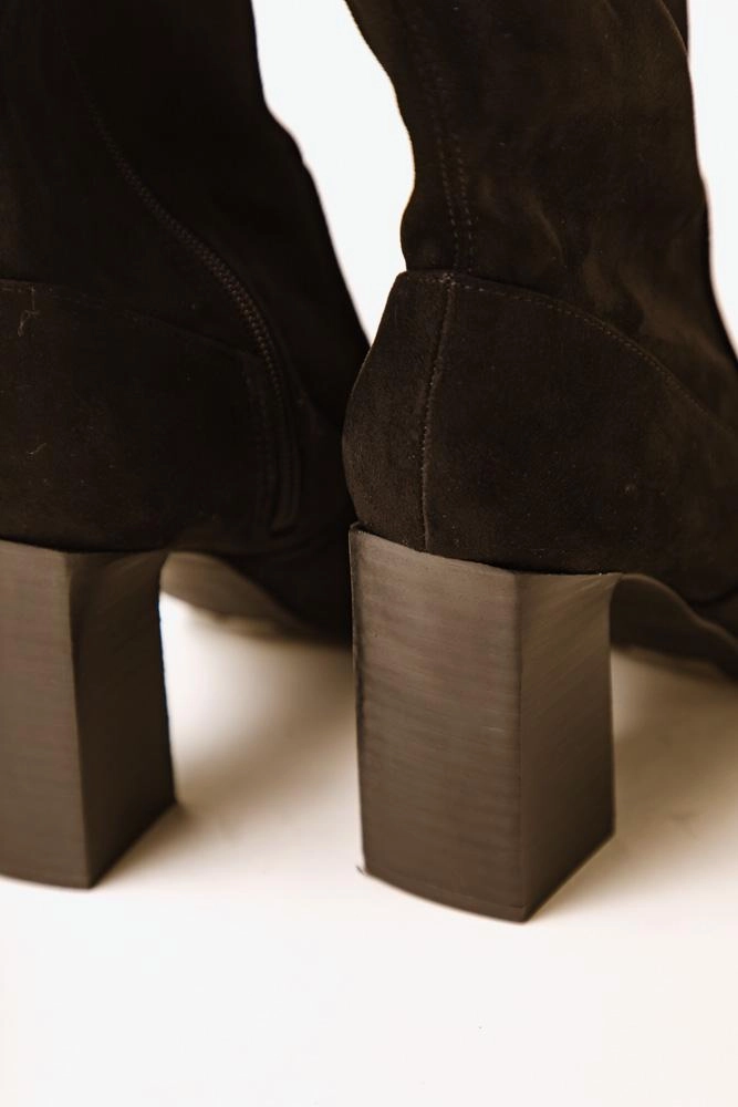 Faye Knee High Boots in Black Knee High Army Boots