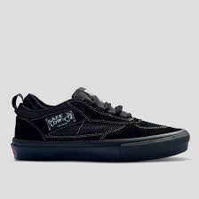 Skate Shoes Lace Tying Vans Skate Safe Low -(black/black)
