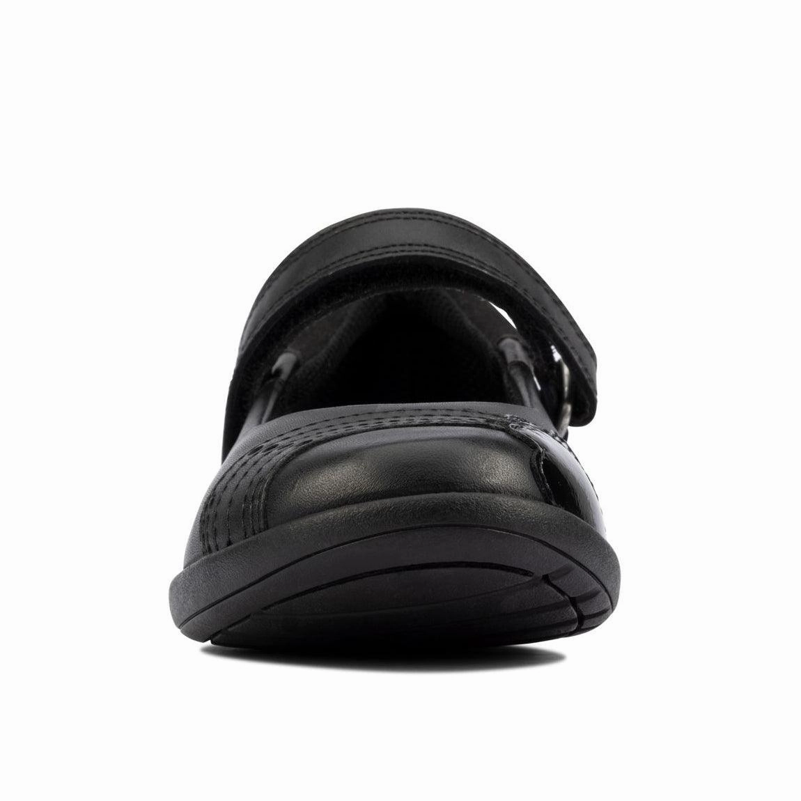 Clarks Girls School Shoe Etch Beam K Black Leather
