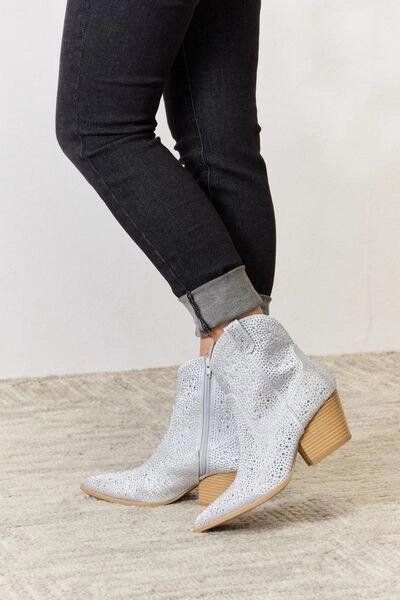 East Lion Corp Rhinestone Ankle Cowboy Boots Loren Ankle Boots