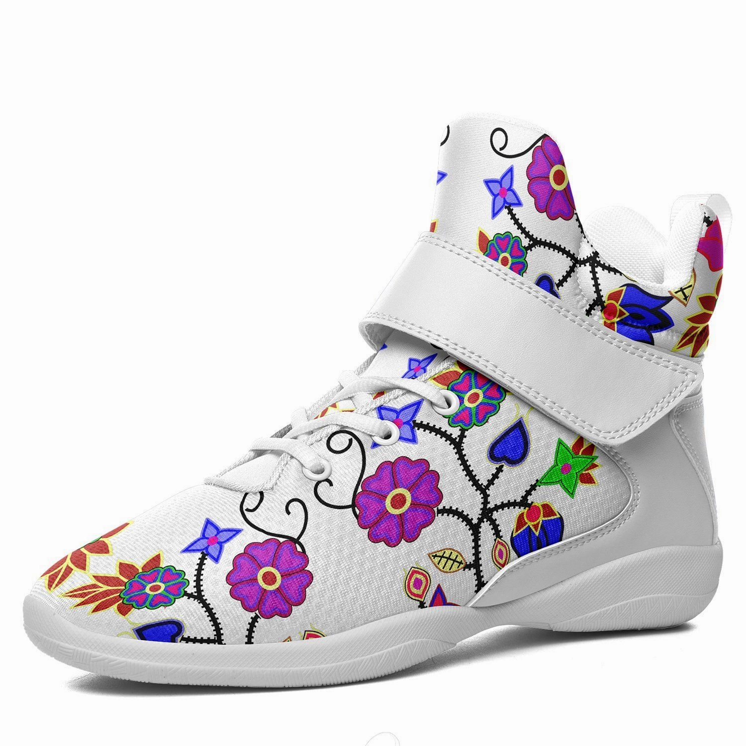 Floral Beadwork Seven Clans White Ipottaa Basketball / Sport High Top Shoes - White Sole Zipper Basketball Shoes