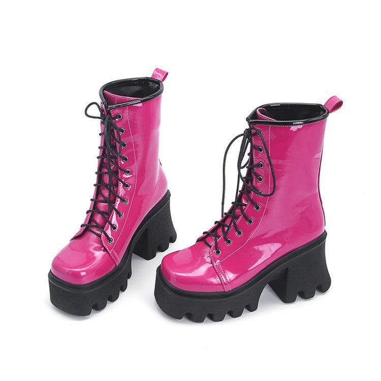 Combat Boots Size 10 Hot Pink Platformed Combat Boots - Fern and Oak