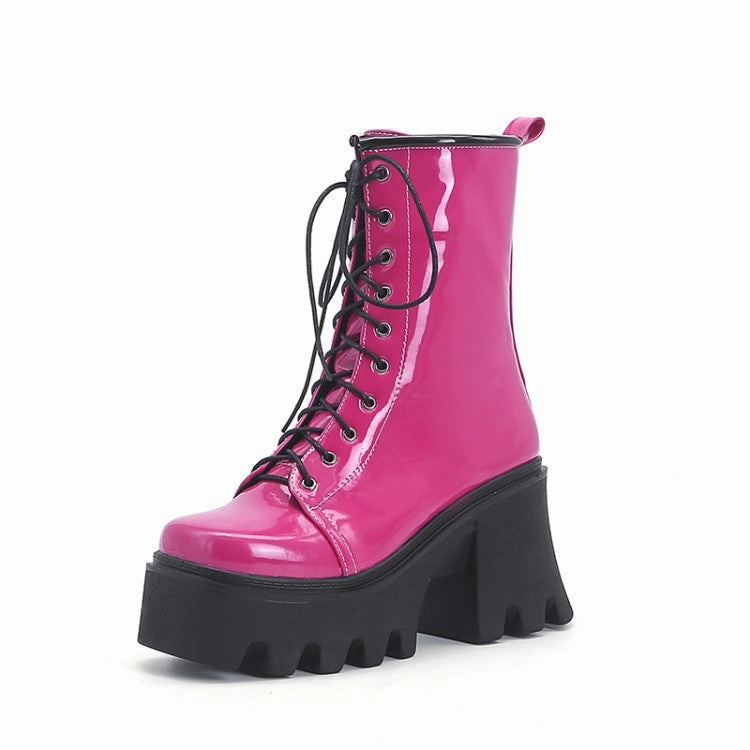 Cute Tan Combat Boots Hot Pink Platformed Combat Boots - Fern and Oak