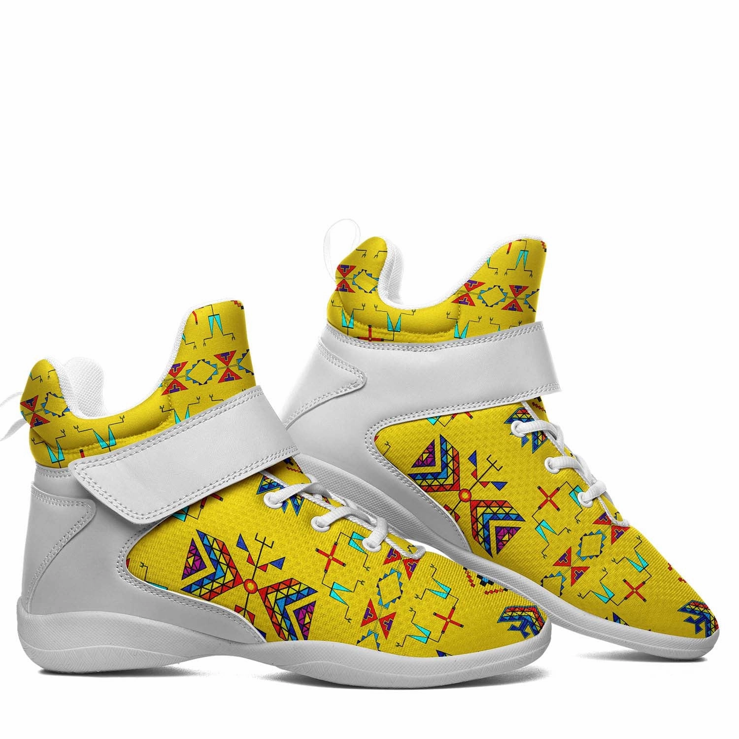 Rainy Chief Rainbow Yellow Ipottaa Basketball / Sport High Top Shoes - White Sole Basketball Shoes With Best Traction