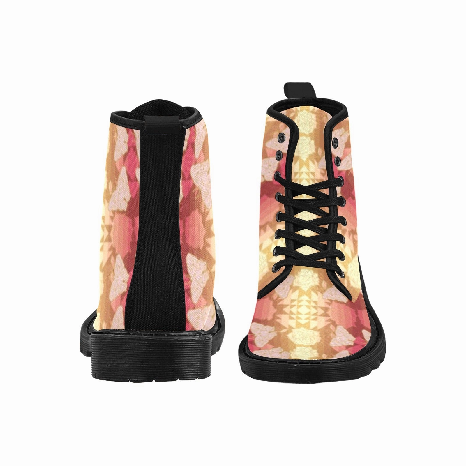 Butterfly and Roses on Geometric Boots for Men (Black) Amiri Combat Boots