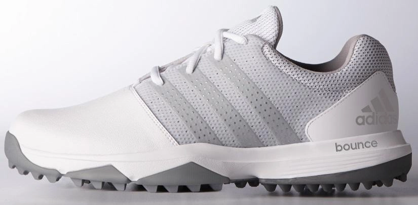 Golf Shoes Without Laces ADIDAS 360 TRAXION GOLF SHOES WHITE/SILVER/SILVER WIDE WIDTH