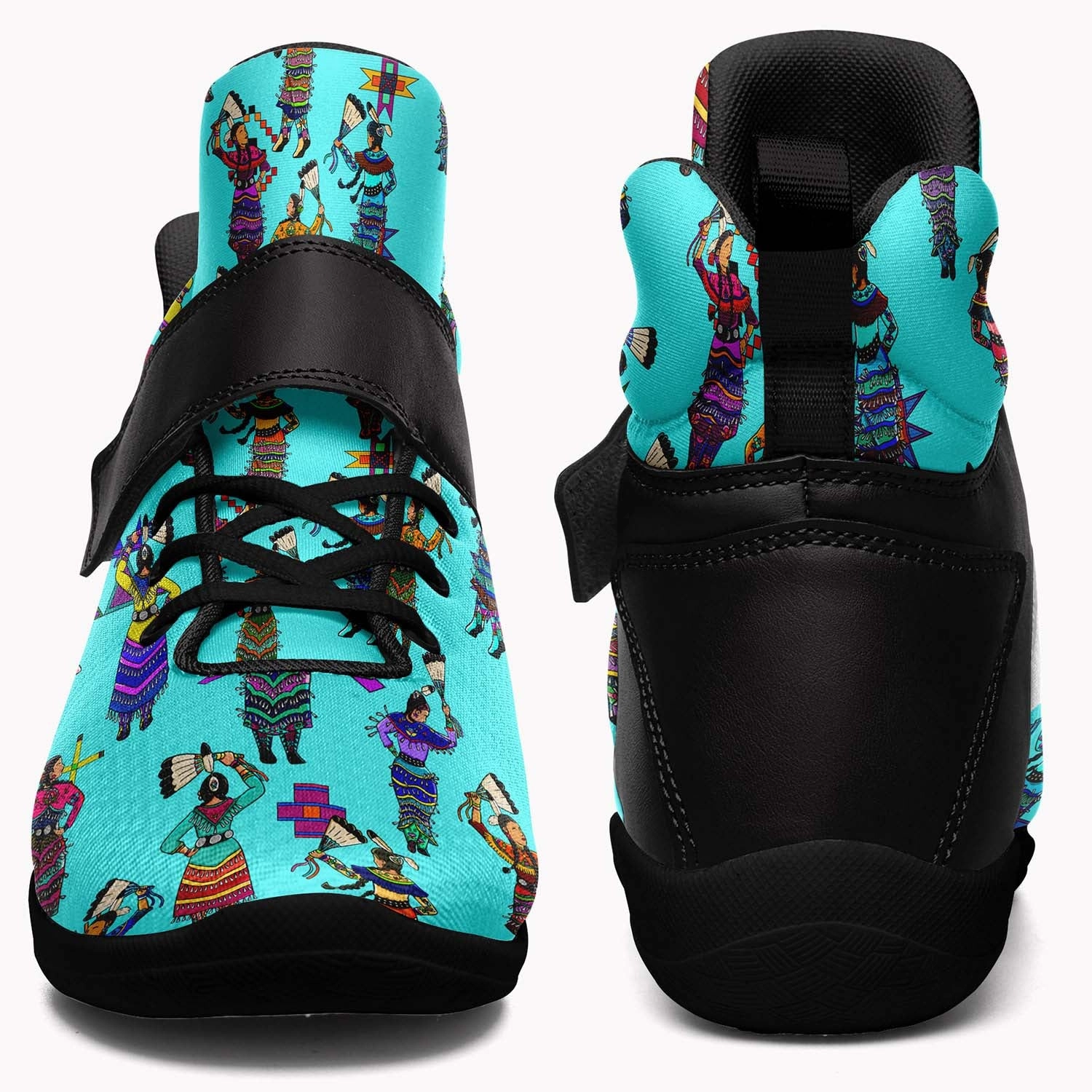 Women's Jingle Dancers Turquoise Ipottaa Basketball / Sport High Top Shoes - Black Sole Basketball Shoes For Shooting Guards