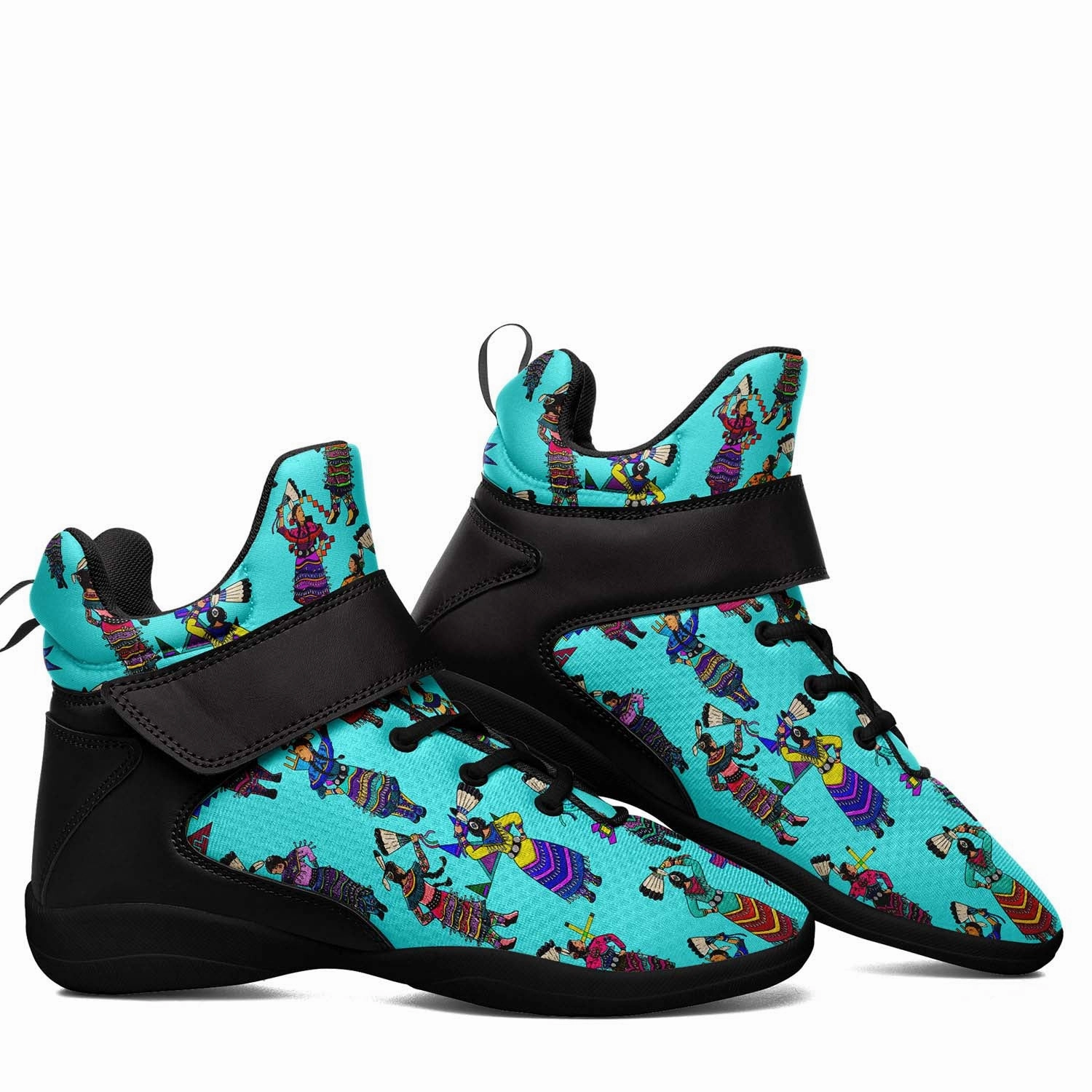 Basketball Shoes Of All Time Women's Jingle Dancers Turquoise Ipottaa Basketball / Sport High Top Shoes - Black Sole