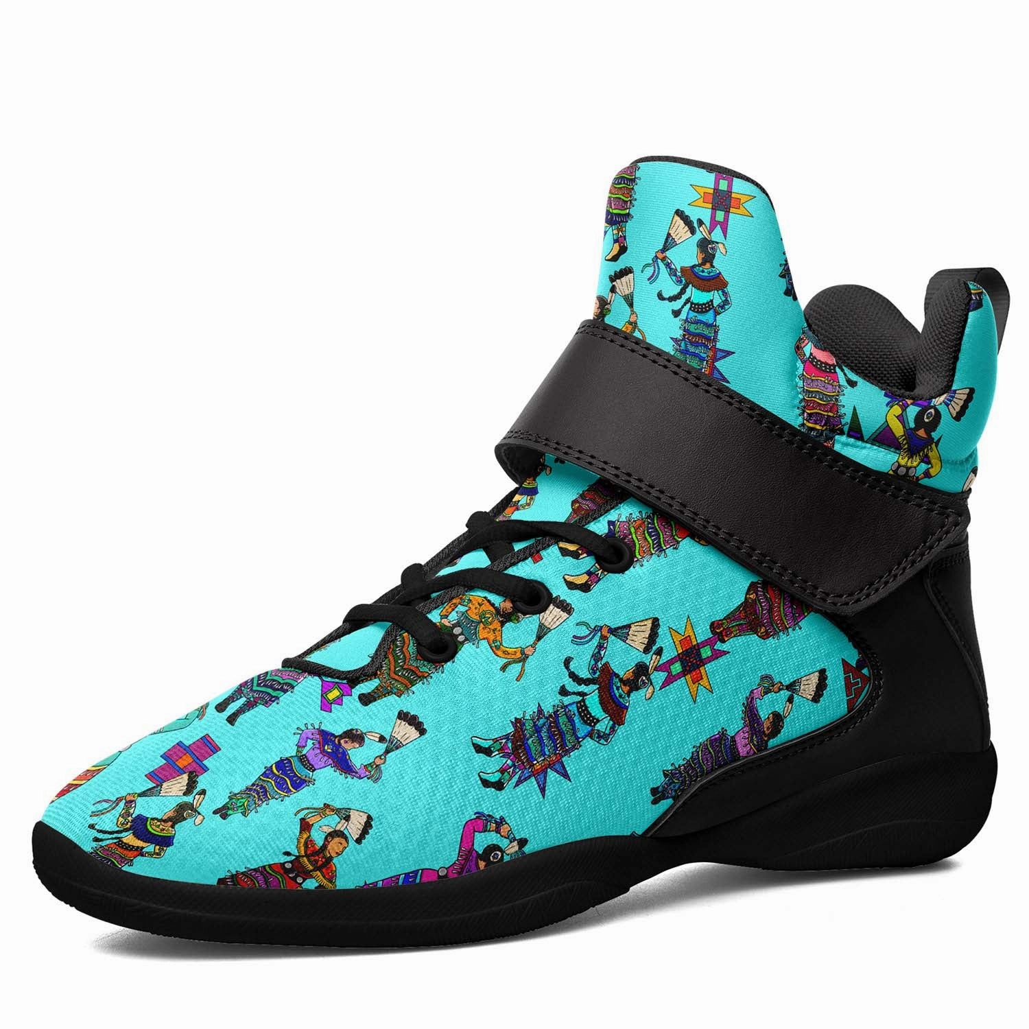 Women's Jingle Dancers Turquoise Ipottaa Basketball / Sport High Top Shoes - Black Sole Basketball Ball Shoes