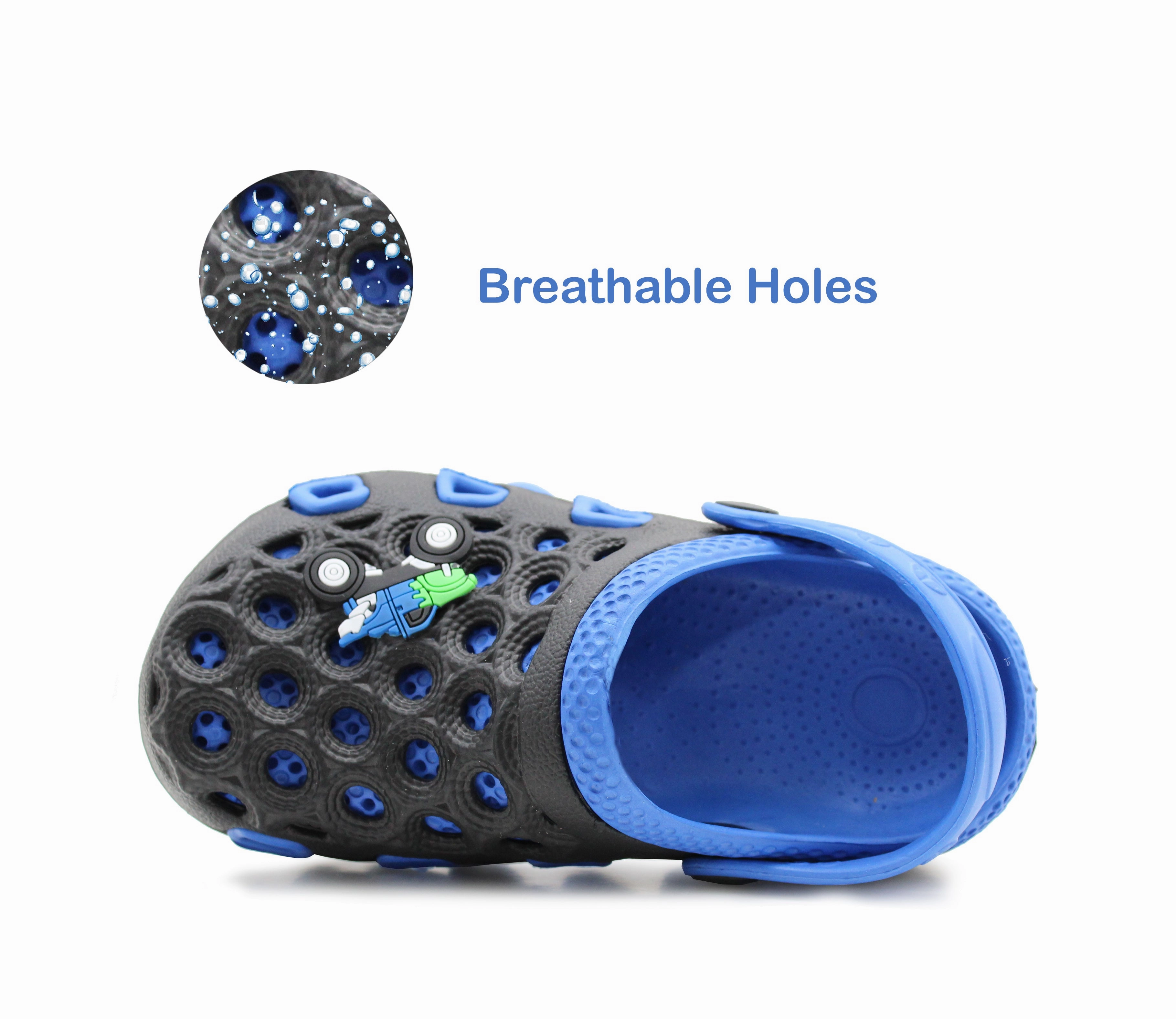 VATICAN Boys Kids EVA Lightweight Clogs in Blue/Black Safety Toe Clogs