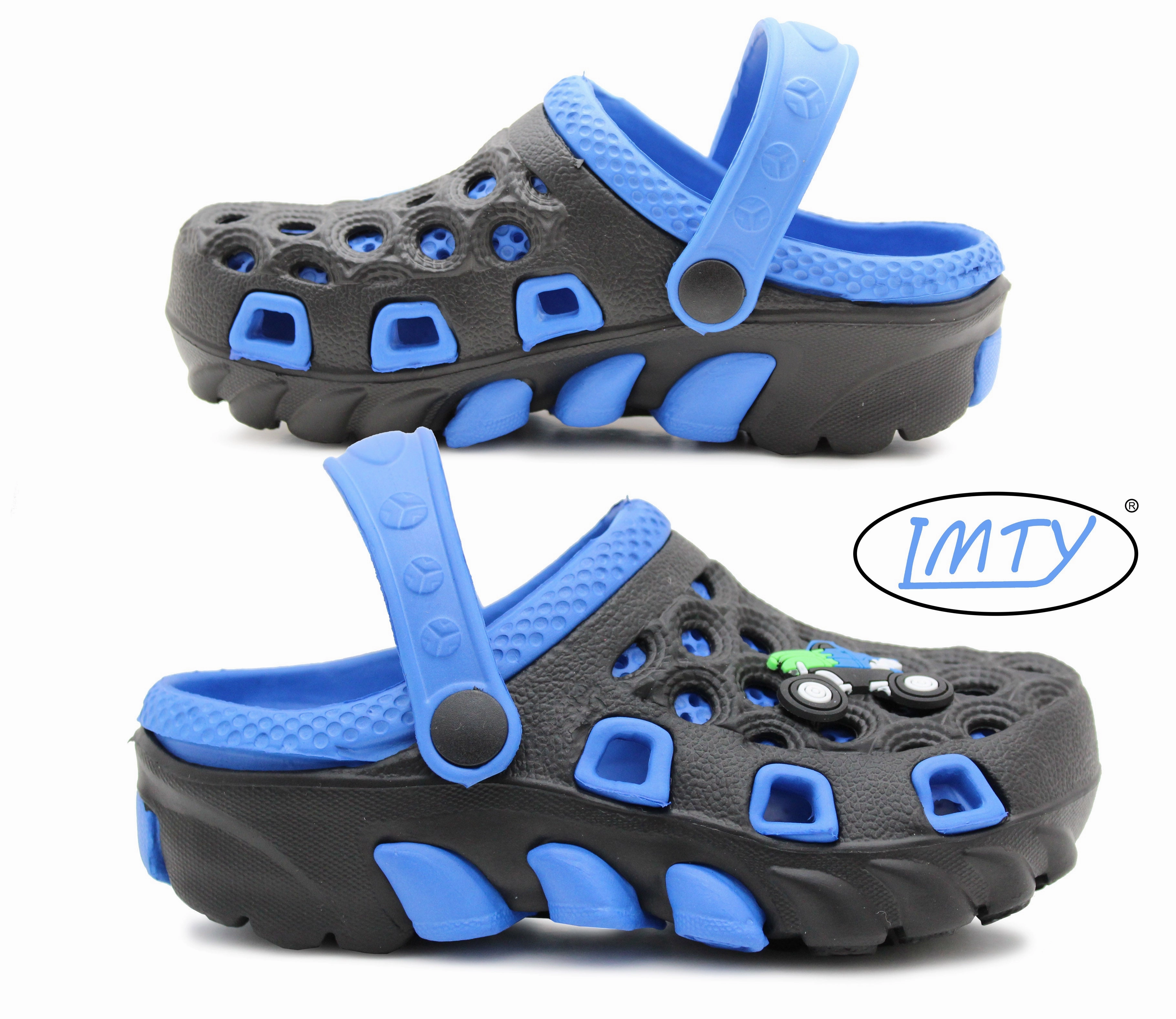 VATICAN Boys Kids EVA Lightweight Clogs in Blue/Black Outdoor Garden Clogs