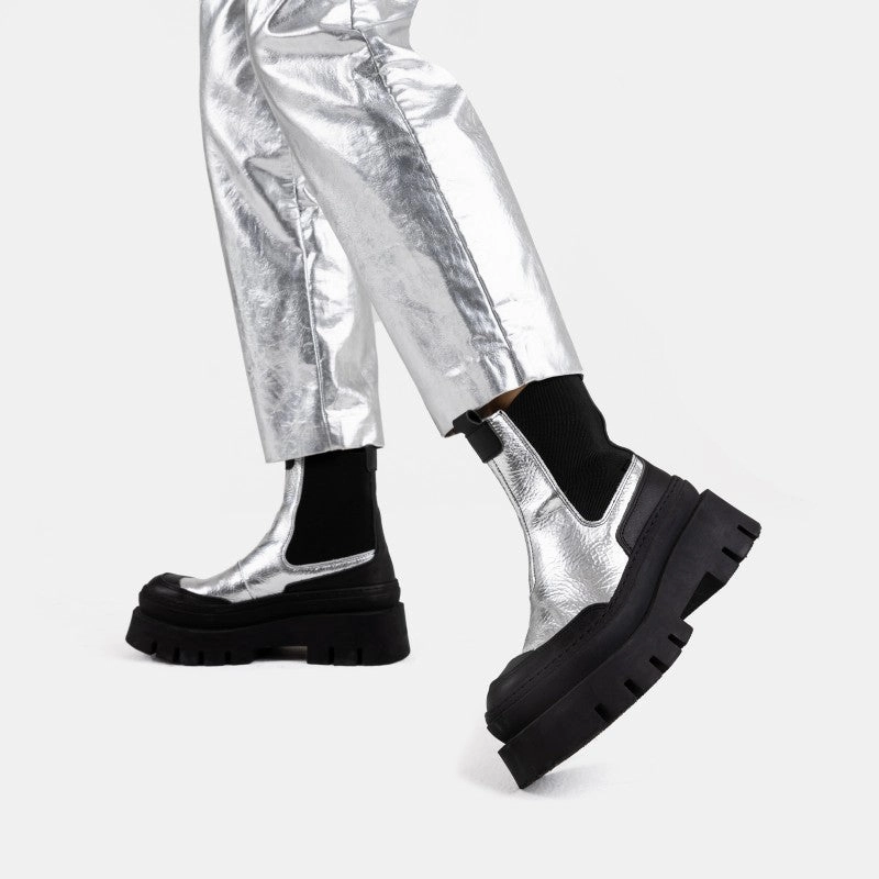 Chelsea Boots With Zips Evi Ann Silver Biker Chelsea Boots