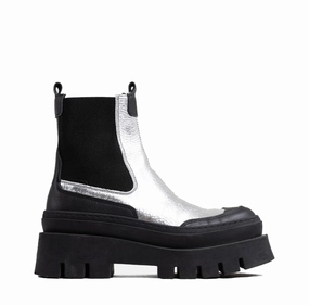 Evi Ann Silver Biker Chelsea Boots Chelsea Boots With Slacks