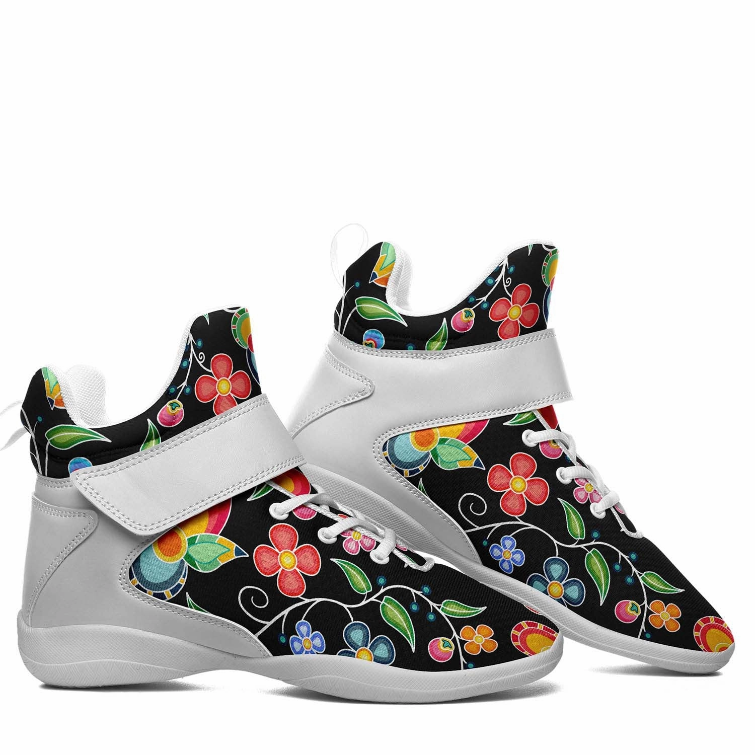 Floral Bounty Black Ipottaa Basketball / Sport High Top Shoes - White Sole Vol Basketball Shoes