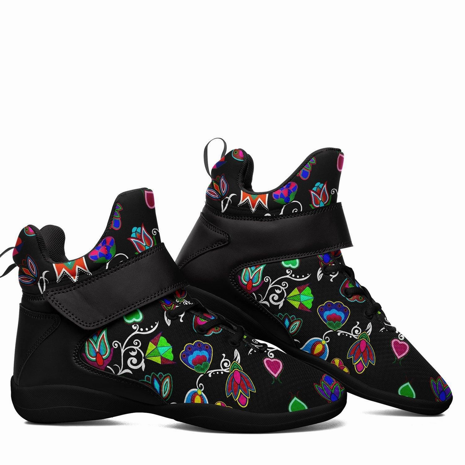 Indigenous Paisley Black Ipottaa Basketball / Sport High Top Shoes - Black Sole Pink White Basketball Shoes