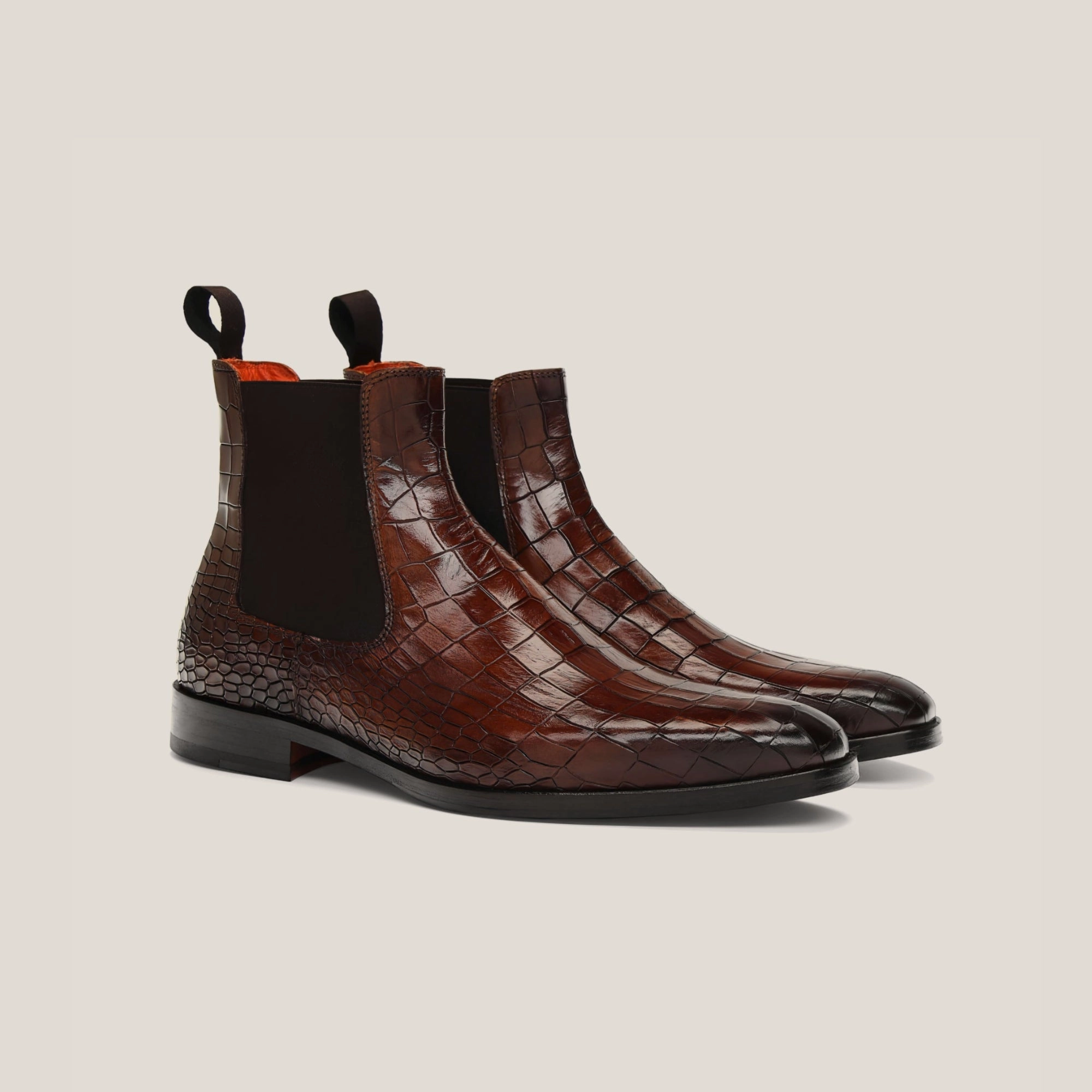 Bergamo - Terra d'Oro Patina Croco - Chelsea Boots Raw Chelsea Boots