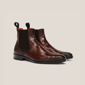 Fendi Chunky Chelsea Boots Bergamo - Terra d'Oro Patina Croco - Chelsea Boots
