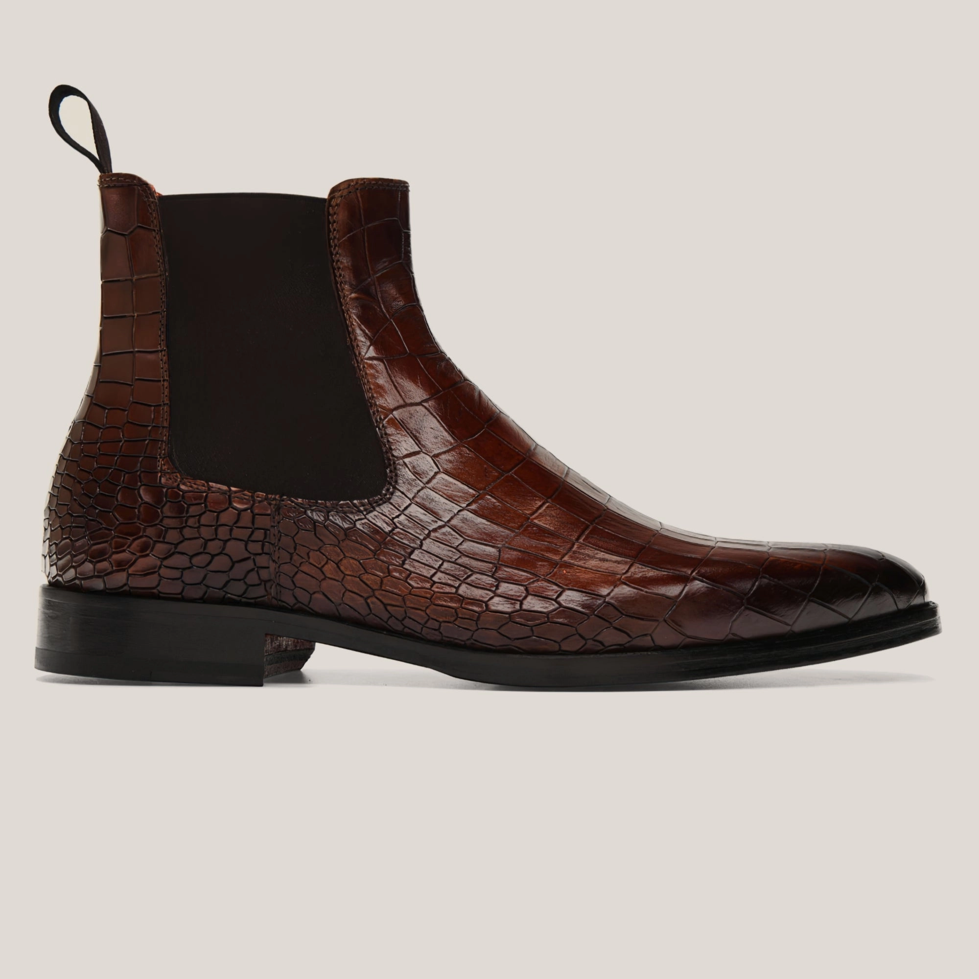 Bergamo - Terra d'Oro Patina Croco - Chelsea Boots Studded Leather Chelsea Boots
