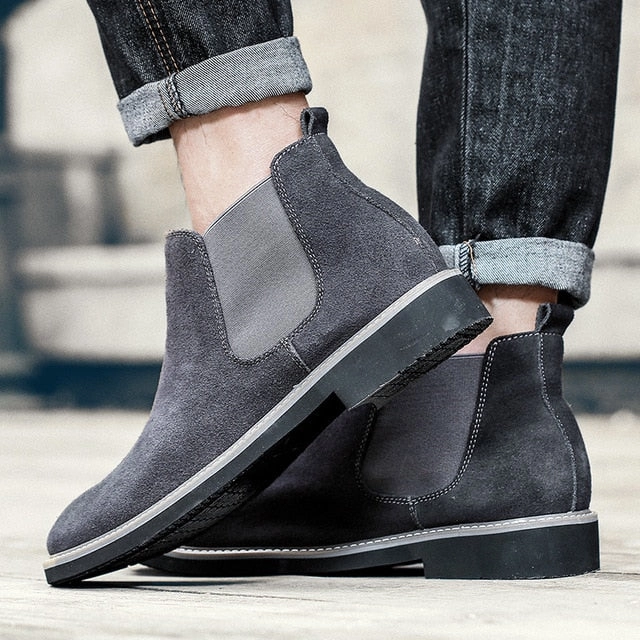 Chelsea Boots Big Calves 2020 New Men Boots High Quality Suede Leather Chelsea Boots Men Autumn Boots For Men Botas Zapatos De Hombre Chaussure Homme