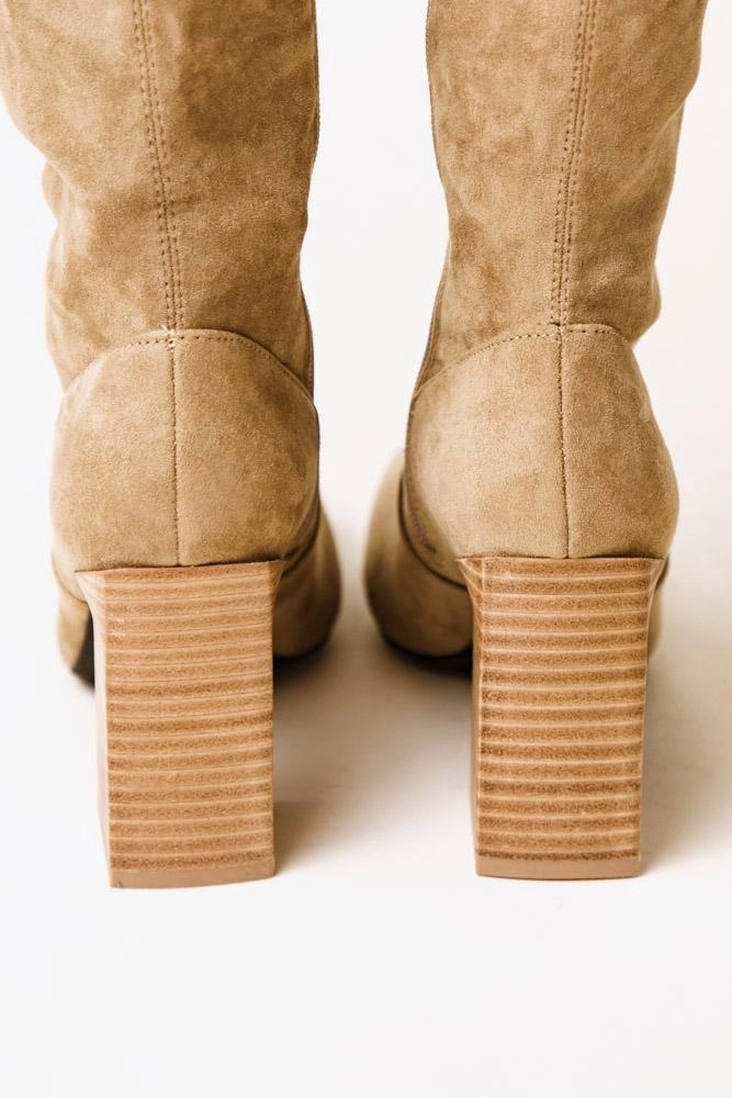 Knee High White Platform Boots Faye Knee High Boots in Khaki