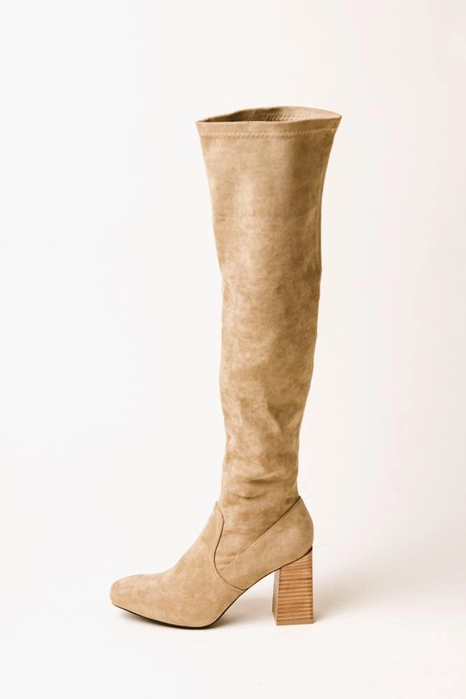 Callie Bow Knee High Boot Faye Knee High Boots in Khaki