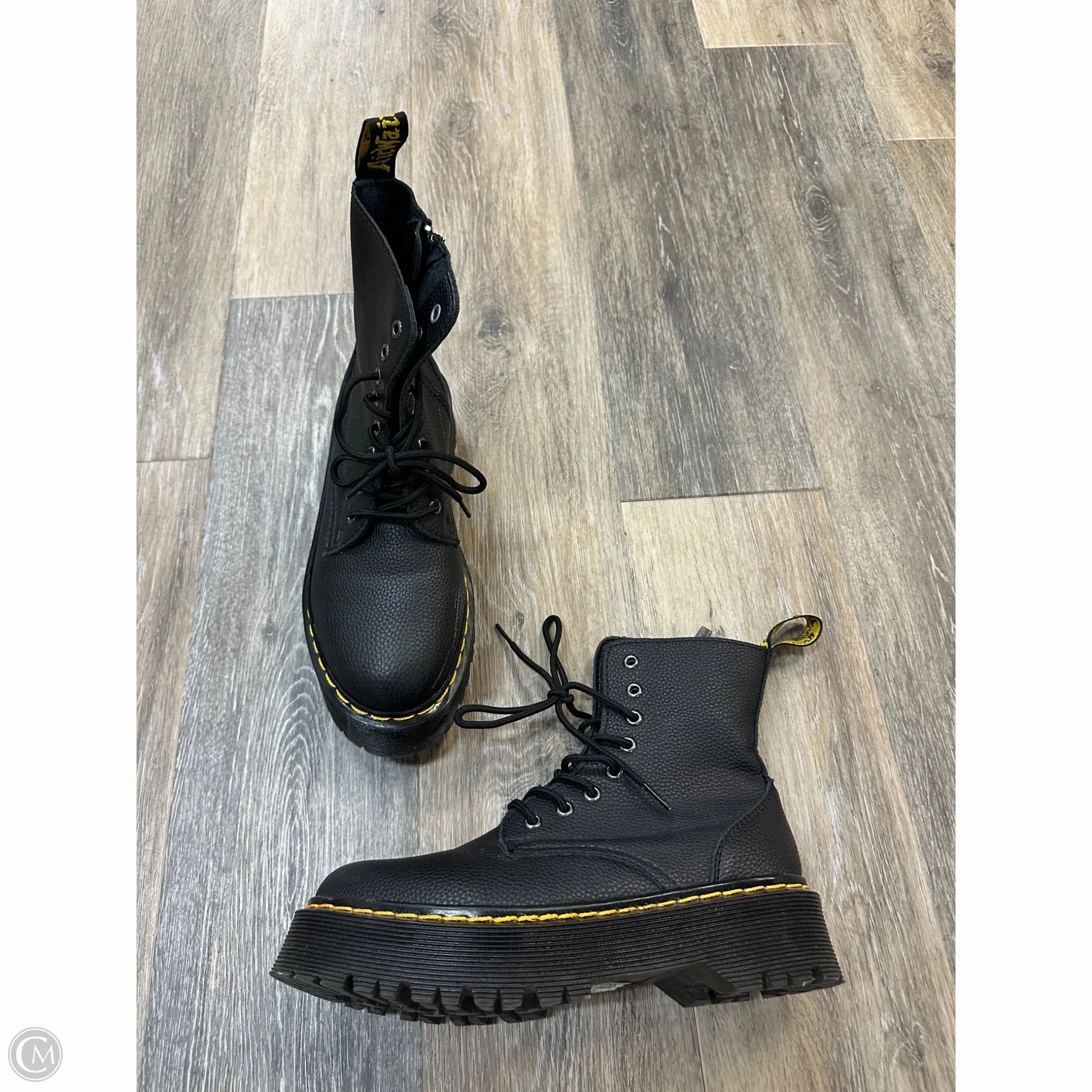 Dark Brown Leather Combat Boots Boots Combat By Dr Martens In Black, Size: 11