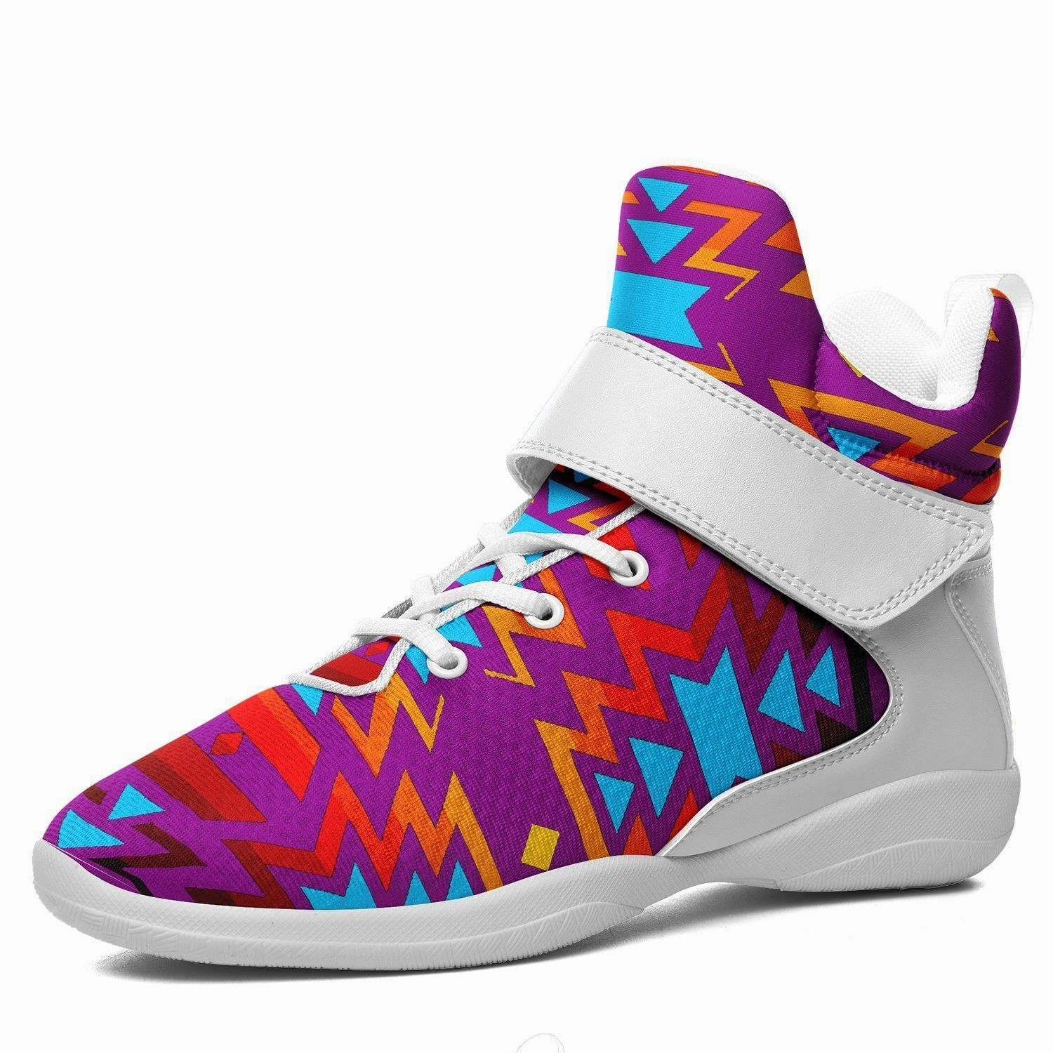Basketball Shoes Size 13 Uk Fire Colors and Turquoise Purple Ipottaa Basketball / Sport High Top Shoes - White Sole