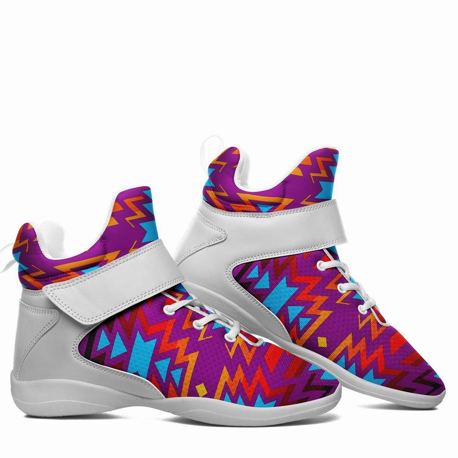 Best Basketball Shoes For Heel Pain Fire Colors and Turquoise Purple Ipottaa Basketball / Sport High Top Shoes - White Sole