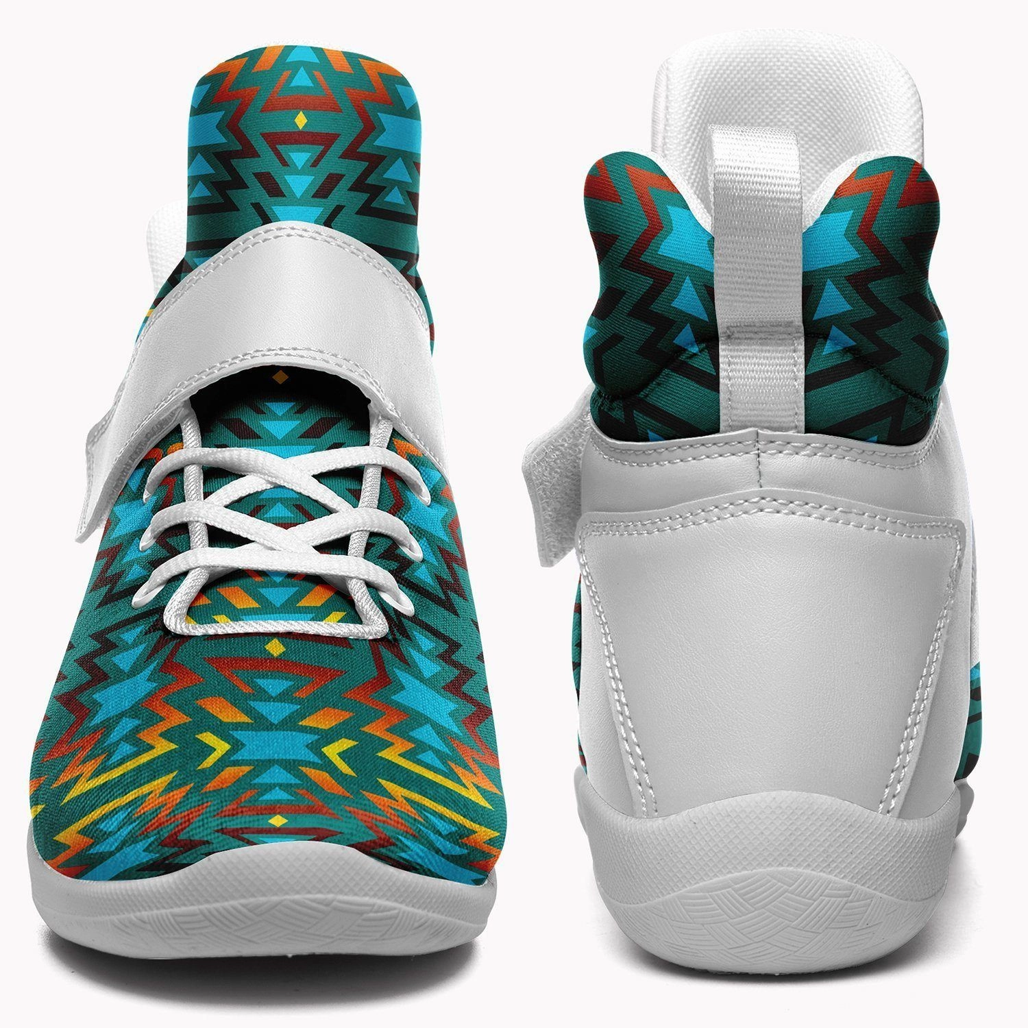 Mens Basketball Shoes 13 Fire Colors and Turquoise Teal Ipottaa Basketball / Sport High Top Shoes - White Sole