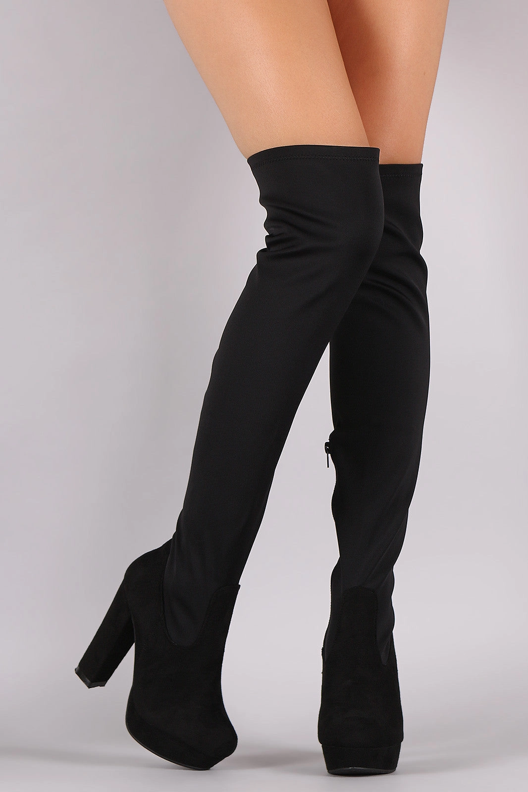 Mezzamezza Knee-high Boots Fitted Chunky Heeled Over The Knee Platform Boots