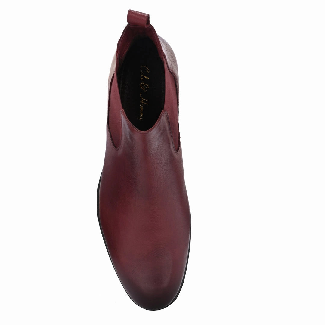 Distressed Chelsea Boots Premium Leather Burgundy Chelsea Boots for Men